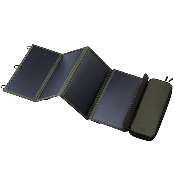 ELECOM NESTOUT Portable Solar Panel, Dual USB-A Ports, 28W Power Generation Charger for Phone Campin...