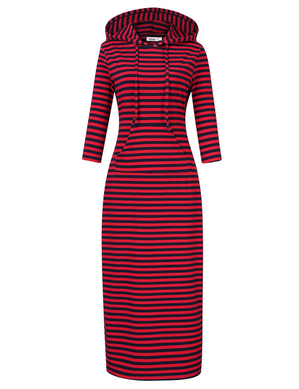 Women's Casual Pocket Slim Pullover Maxi Hoodie Dress