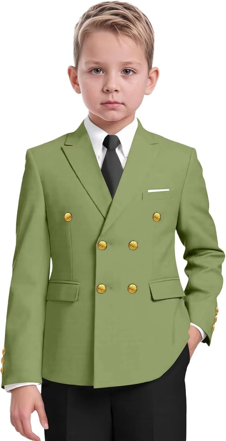 Boys Suit Jacket for Kids Formal Double Breasted Blazer Casual Wedding Dinner Party Coat