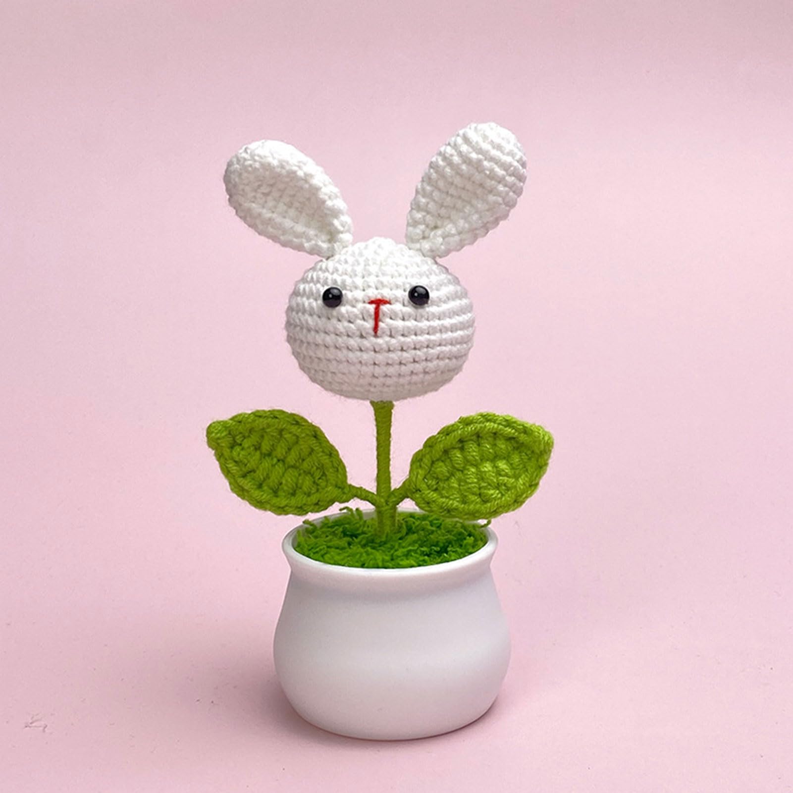 Liuyoyo Woolen Knitted Rabbit Flower Pot Plant Ornament Easter Knitted Bunny Crochet Artificial Flowers for Decoration for Festival Party Table Centerpieces Gift(#1)