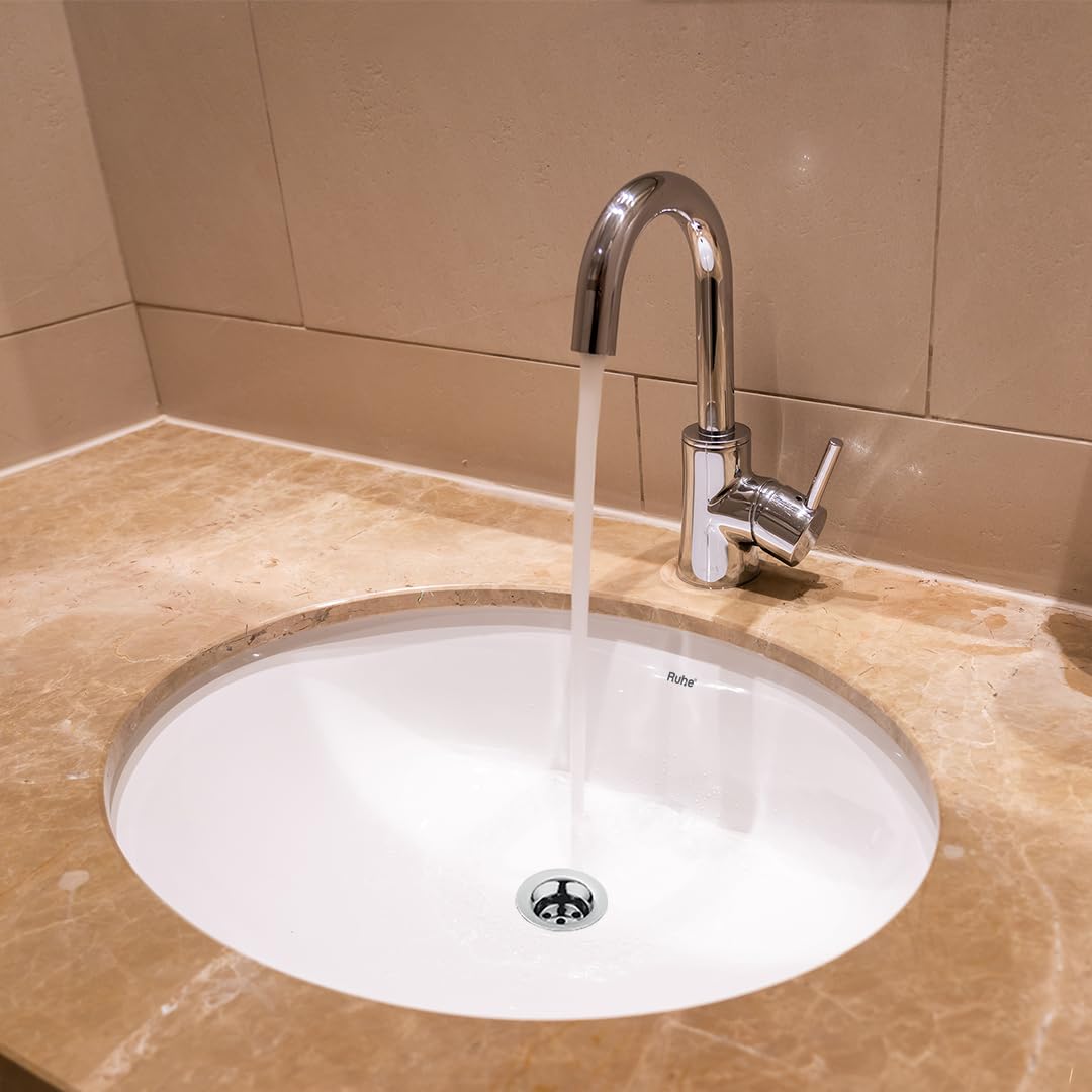 RUHE® 18x13x8 Inches Simple Undermount Counter Wash Basin, Glossy Finish White, Scratch-Resistant Ceramic, Easy-Clean Surface, Modern Oval Bathroom Sink, Overflow Protection | 10 years warranty (B0DBHVKZ8G) Amazon Price History, Amazon Price Tracker