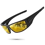 Ofwin Polarized Sports Sunglasses for Men Women Unbreakable Frame Cycling Fishing Wrap Around Sunglasses UV400 Protection Black Frame/Night Vision Lens