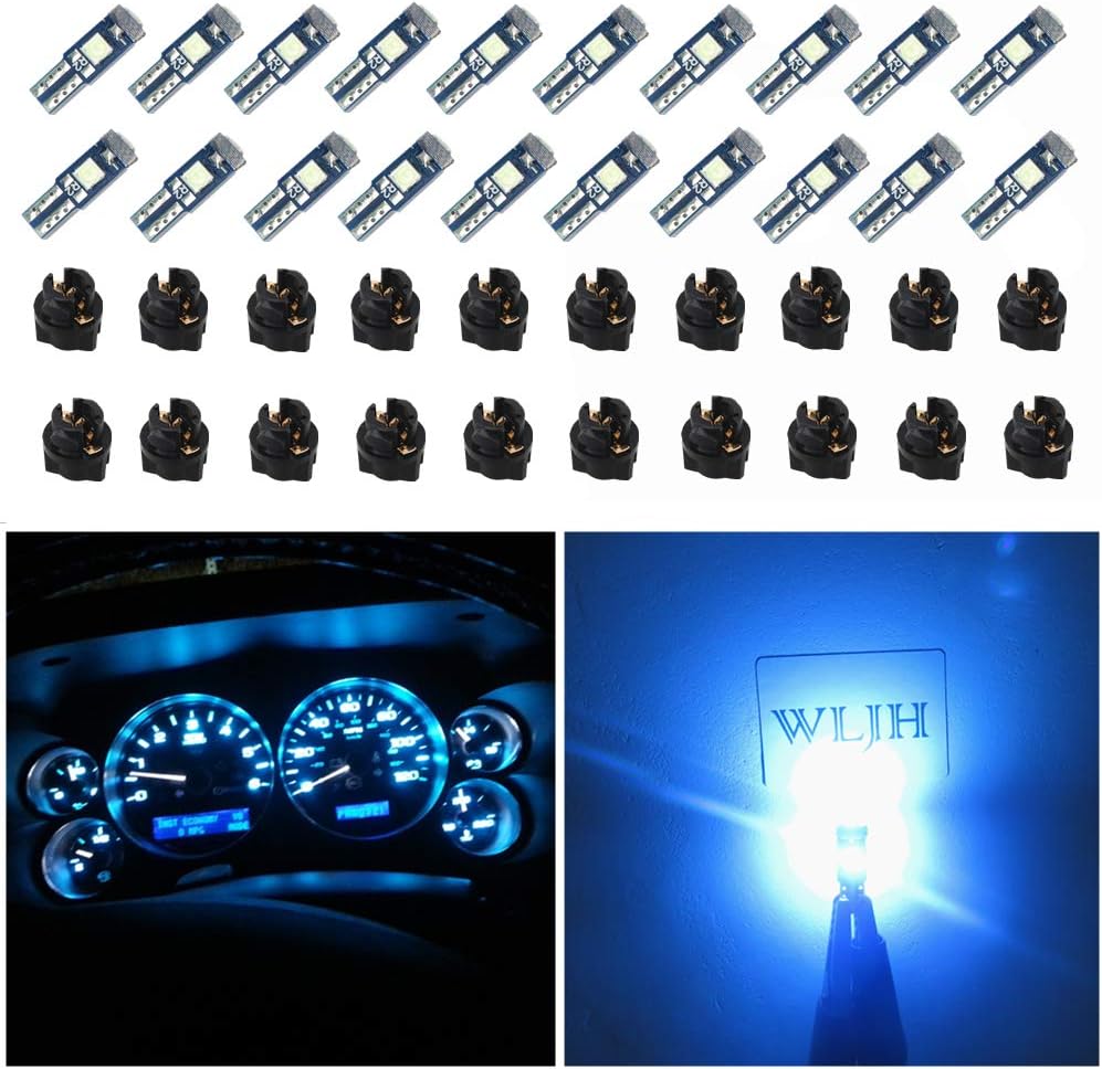 WLJH 74 Led Bulb Dash Lights 3SMD Super Bright T5 2721 37 286 Wedge PC74 Twist Socket Automotive Instrument Panel Gauge Light Kits Cluster Shift Indicator Interior Bulbs Ice Blue Pack of 20 WLJH 74 Led Bulb Dash Lights 3SMD Super Bright T5 2721 37 286 Wedge PC74 Twist Socket Automotive Instrument Panel Gauge Light Kits Cluster Shift Indicator Interior Bulbs Ice Blue Pack of 20
