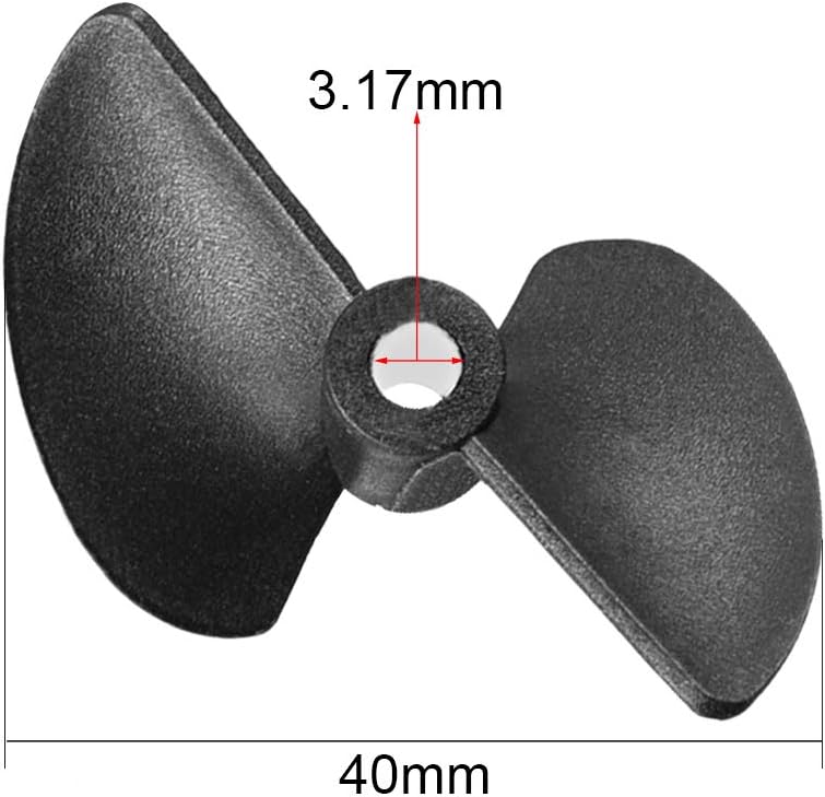 uxcell RC Boat CW Propeller 3.17mm Shaft 2 Vanes 27mm 1.6 P/D Fan Shape Pastic Black Rotating Propeller Props for RC Boat, 3pc
