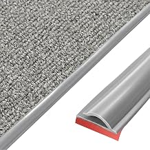 Flexible Carpet Edge Trim, Self Adhesive Carpet Binding, Carpet to Tile Transition Strip, Waterproof Edge Protector for Area Rug Gray 20ft