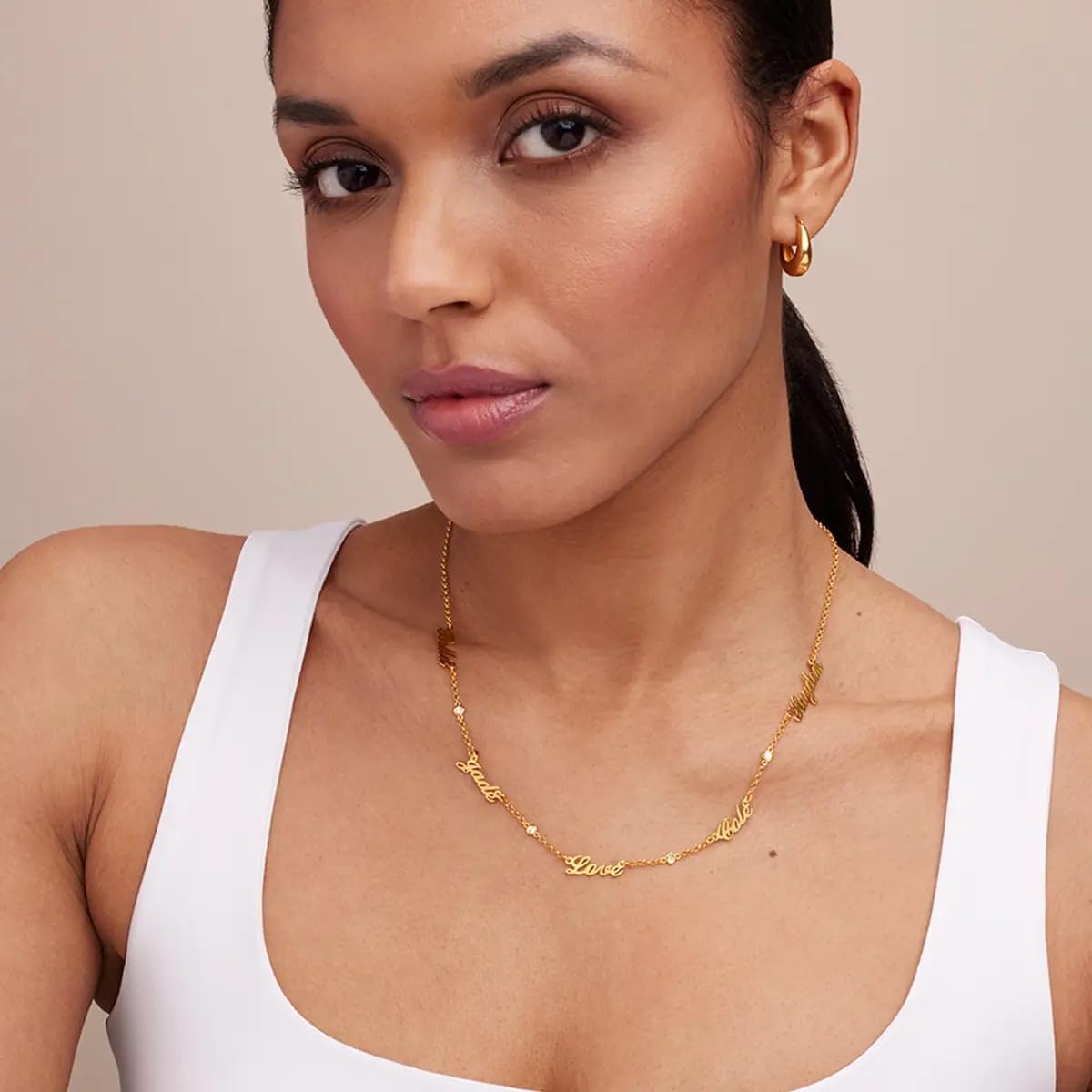 OAK & LUNA - Personalized Krysta Multiple Name Necklace with Diamond Option