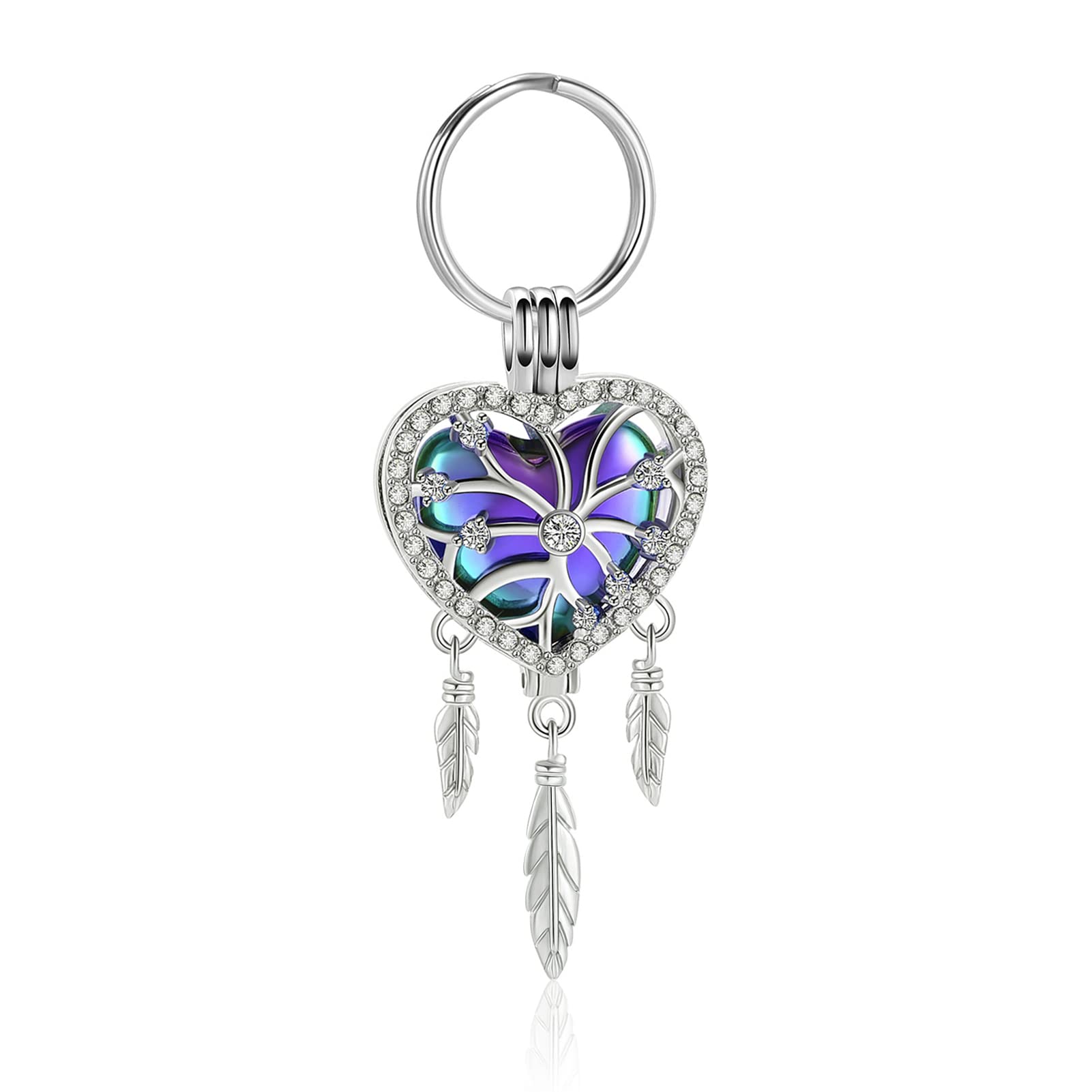 shajwoCremation Jewelry Dream Catcher Urn Keychain for Ashes for Women Men Memorial Angel Wing Human Pet Ashes Pendant