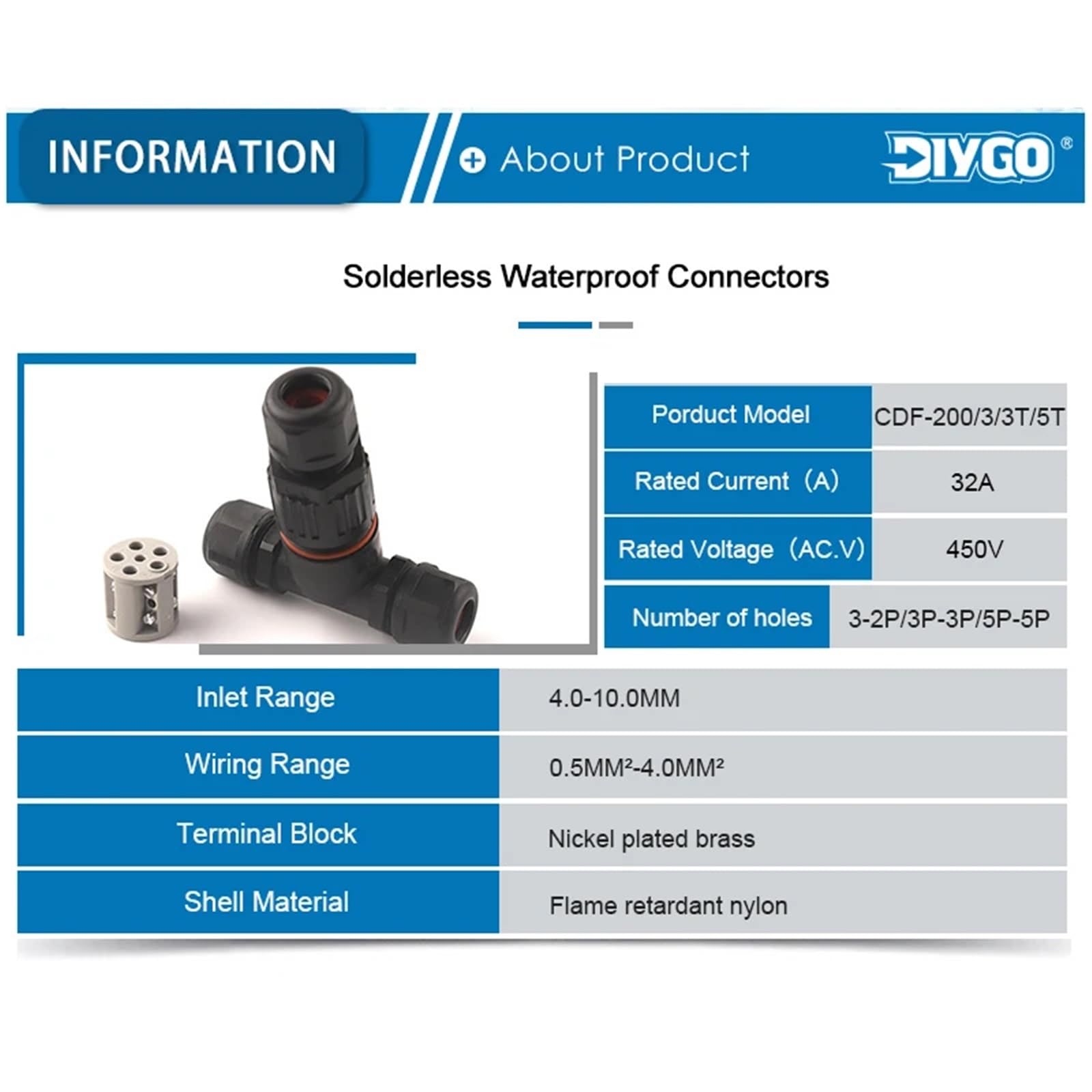 Connettore a forma di I/T 2/3/5 pin connettori per cavi a vite rapida per connessione a morsetti push-in 1 pezzo (vite 3P)
