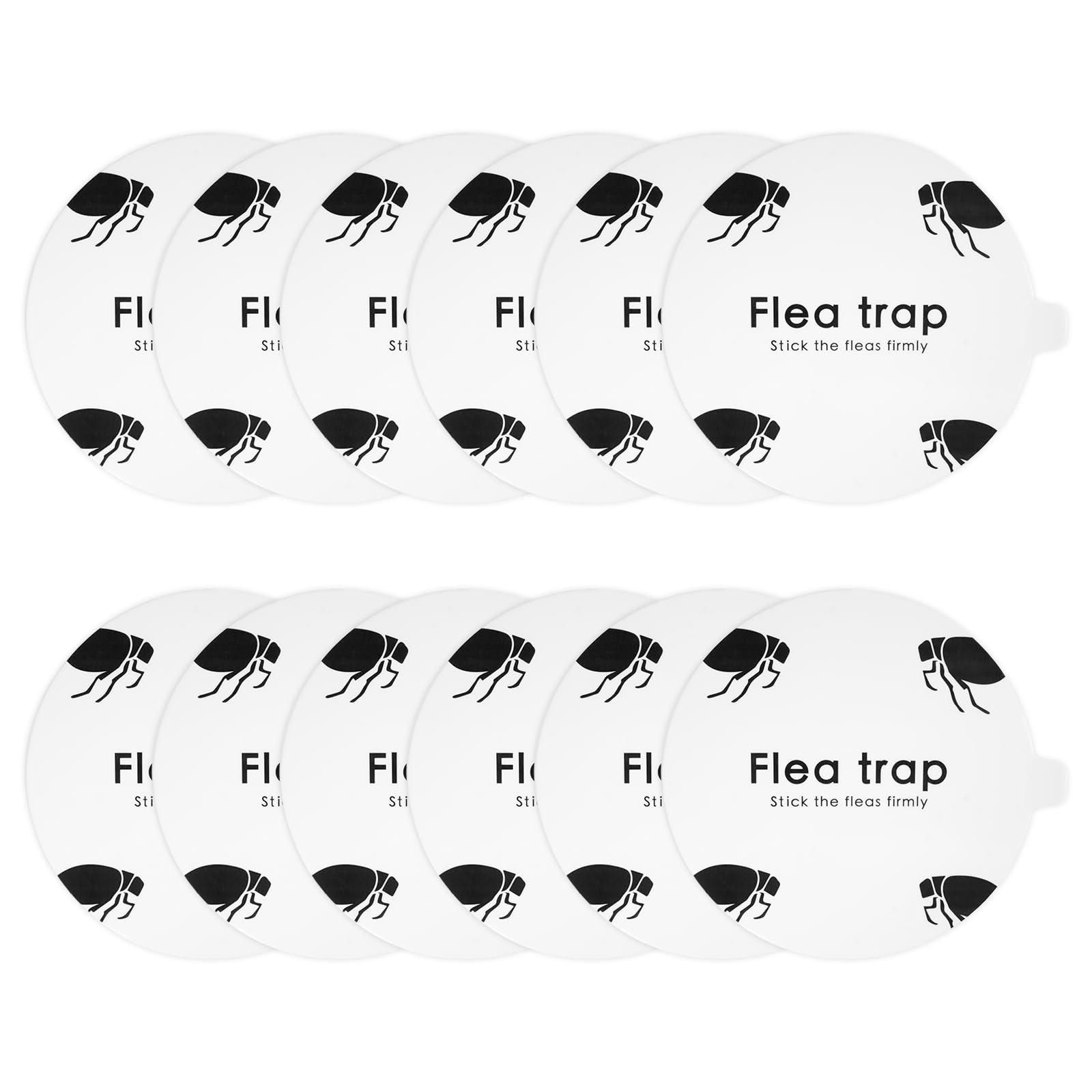 Flintronic 12PCS Trampa para Pulgas Rellenable, Pegatinas Desechables para Pulgas, Adhesivo para Pulgas, Asesino de Pulgas, Trampas Adhesivas para Mascotas, Discos pegajosos Reemplazos