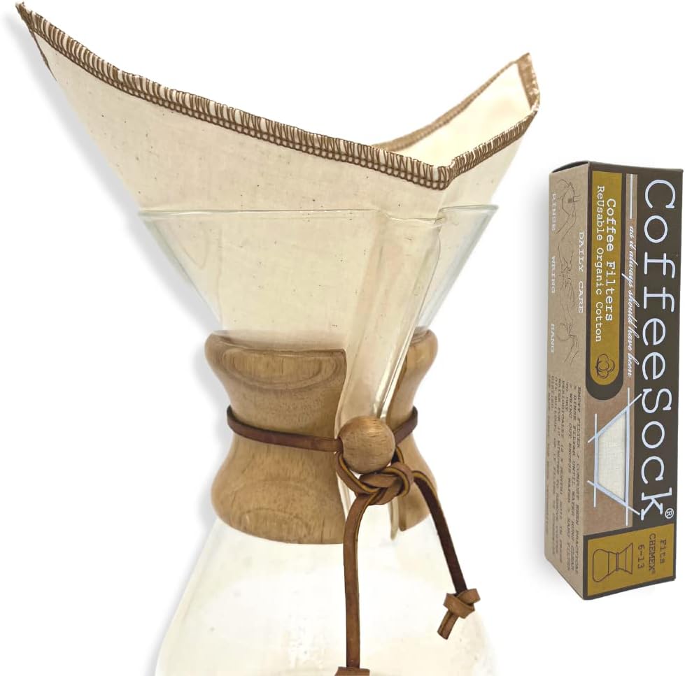 CoffeeSock Reusable Filters Made to Fit Chemex® 613 Cup (1.53 Liter
