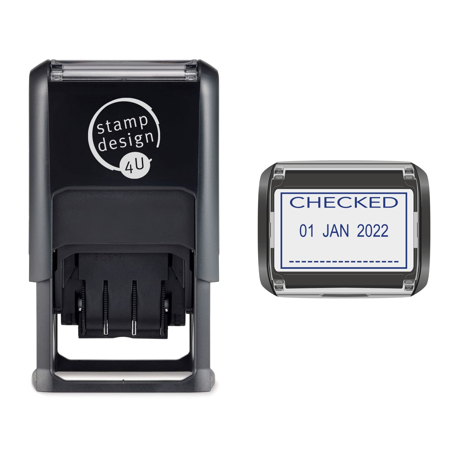 Stamp Design 4U Blue Sd4u Word And Date Stamp Self Inking - Checked And Changeable Date In Ink