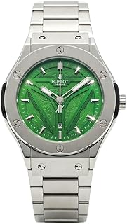 ساعة يد رجالية فاخرة بتصميم كلاسيكي، هيكل وسوار متكامل من الستانليس المصقول، بنمط هندسي فريد، زجاج مقاوم للخدش مقاومة للماء، مثالية لرجال الأعمال والمناسبات (أخضر)