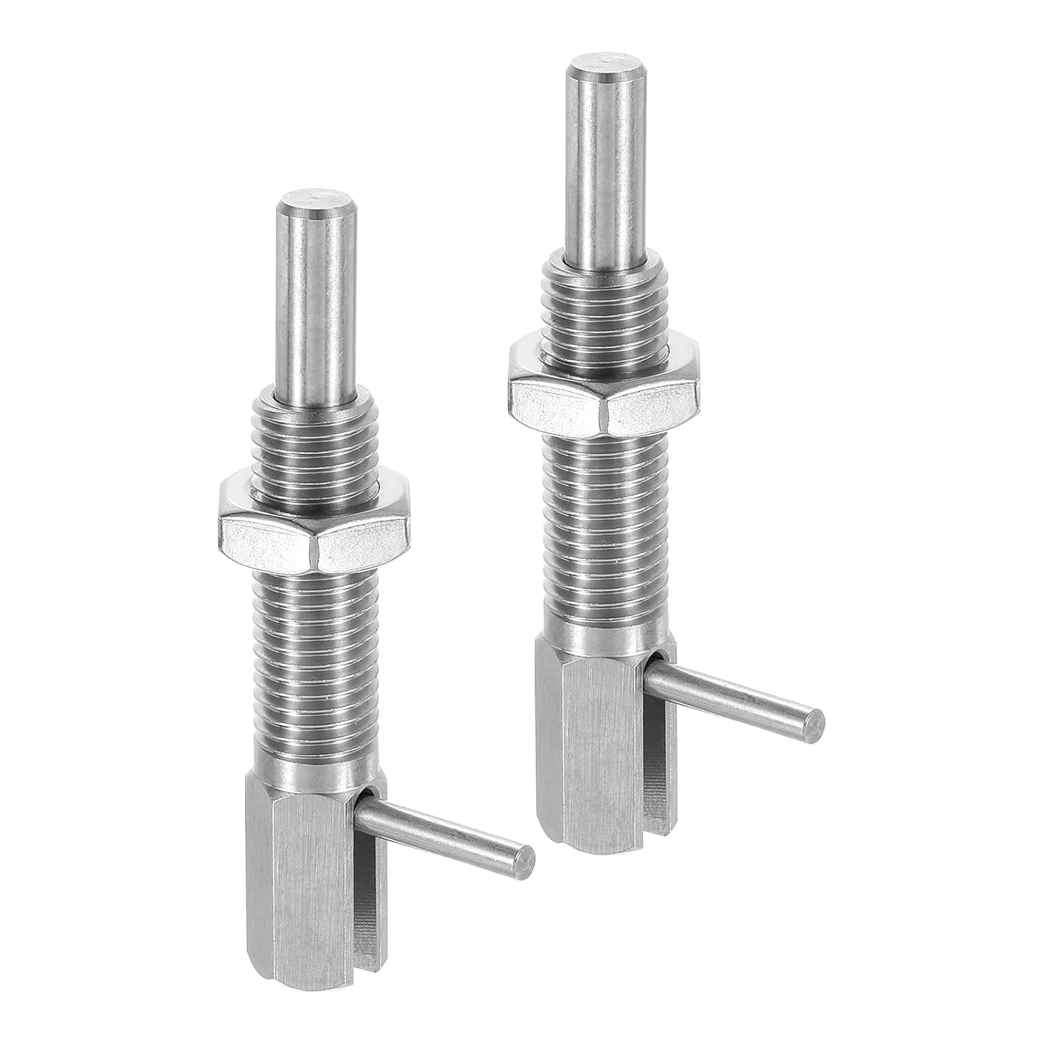 uxcell 4 Pcs Retractable Indexing Plunger Pin, M12 l Spring Plunger Stainless Steel Spring Loaded Latch Telescopic Locking Pin with Nut for Machinery Shipbuilding