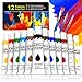 Buluri 15 Stücke Acrylfarben Set, Acrylfarben12ml Tuben Acrylfarbe Mit 3 Pinselset Ideal für Anfänger, Kinder, Erwachsene, für DIY Stein, Leinwand, Holz, Ton, Stoff etc.