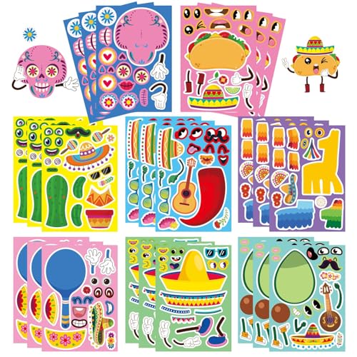 24 fogli di adesivi per feste messicane, Cinco De Mayo, per creare i propri adesivi di carnevale messicano, forniture per feste a tema carnevale