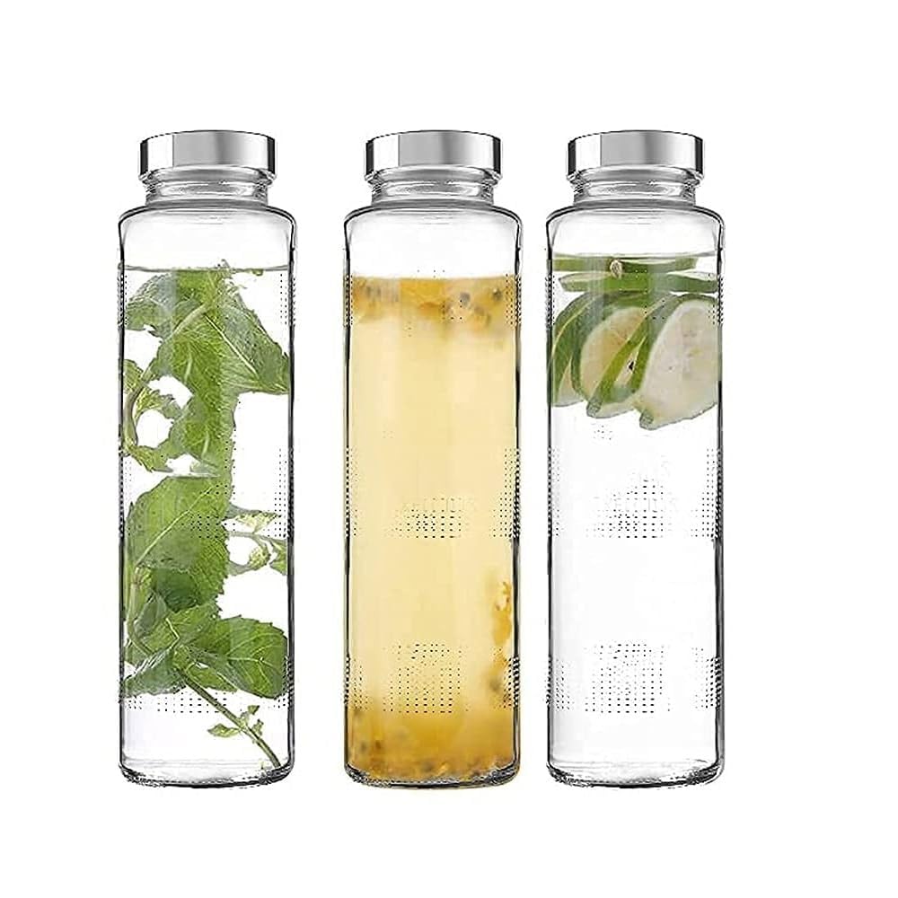 MOOZICO Glass Water Bottles Set With Air Tight Leak Proof Steel Lids Glass Bottles For Fridge - for Juicing, Smoothies, Beverage Storage, Reusable 750ml, (PACK OF 2) (B0CDH227ZT) Amazon Price History, Amazon Price Tracker