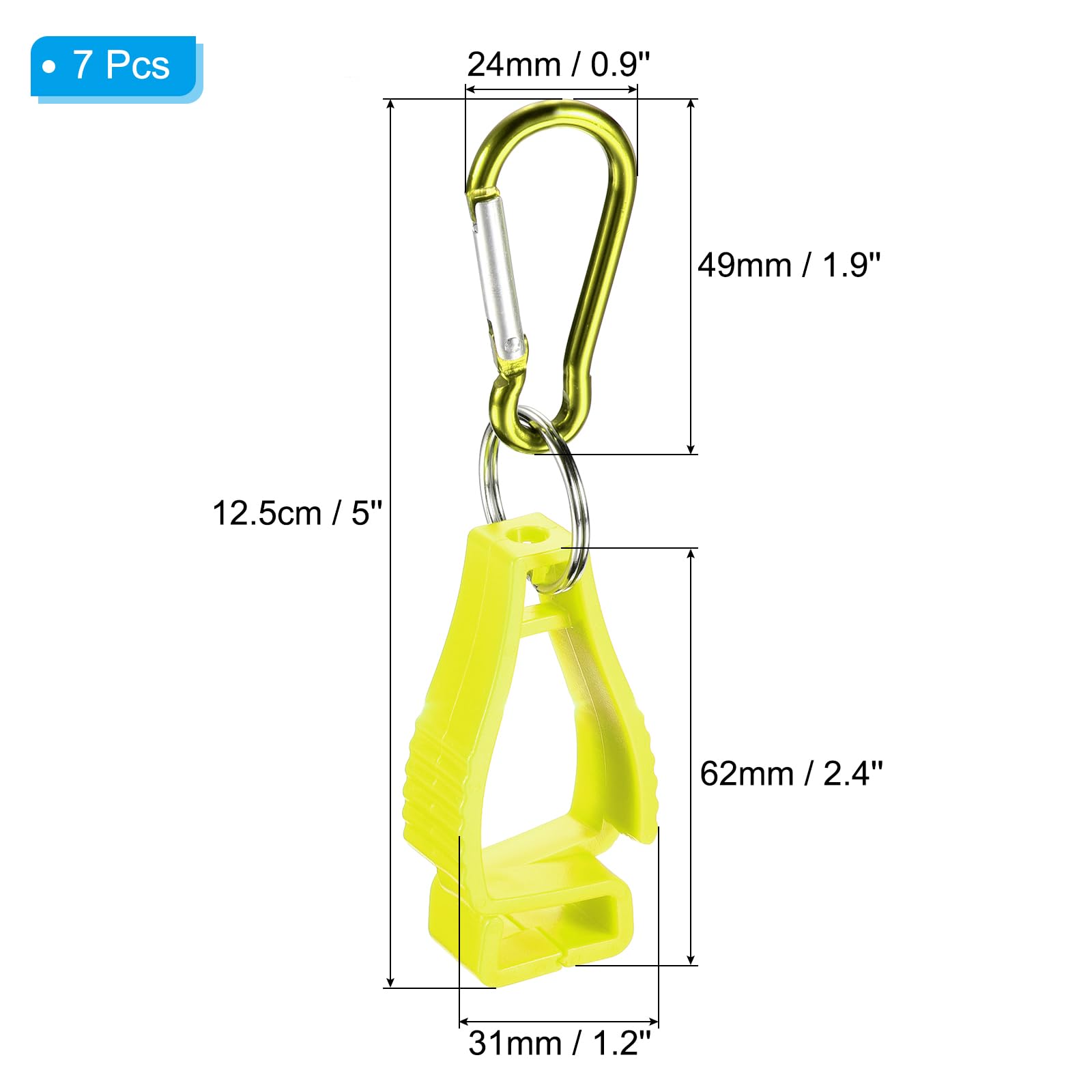 PATIKIL Glove Clips, 7 Pack Gloves Holder Clip Glove Belt Keeper Work Gloves Grabber Helmet Hanger for Construction Worker Yellow - Image 2