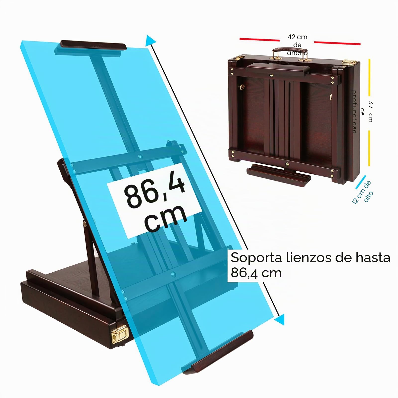 MEEDEN Caballete de mesa de estudio con cajón forrado de metal, caballete ajustable de madera de haya maciza y caballete de dibujo con almacenamiento,