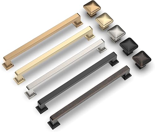 Miniatura 6 de Asidrama Paquete de 10 manijas de gabinete de cocina color negro mate de 7 pulgadas (6.969 in), tiradores de gabinete, accesorios de gabinete de