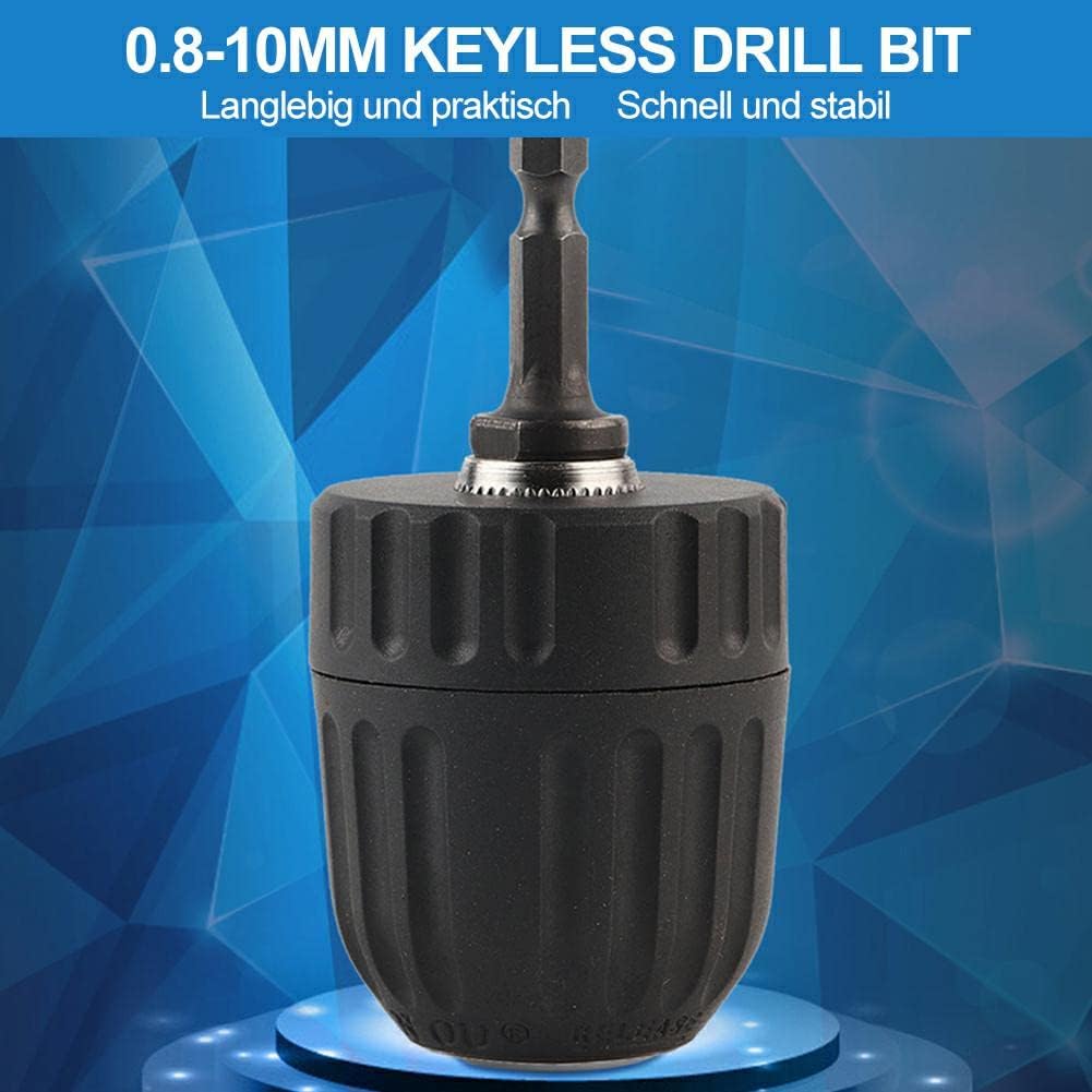 Keyless Drill Chuck, Mini Conversion Adapter with 1/4" Hex Shank Classic Fast Change Converter Impact Driver Tool Attachment Quick Connect for Round Shank Bits Accurate Drilling Offices Homes 0.8‑10MM