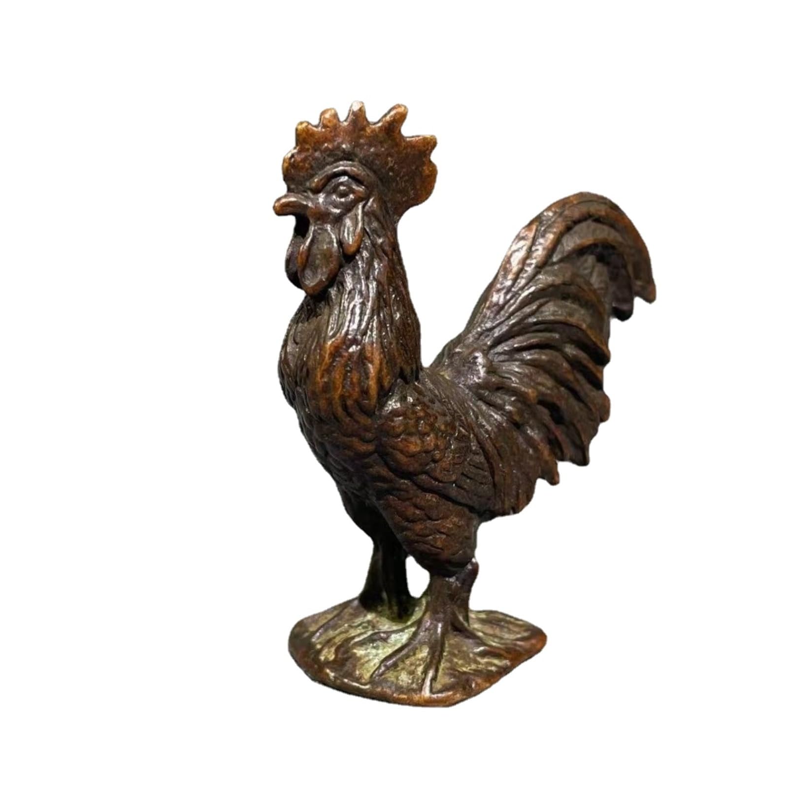 NGDFGR Retro Brass Rooster Model Miniature Figurines,Bronze Animal Zodiac Chicken Statue Sculpture Crafts Collection Desktop Ornament Bonsai Micro Landscape Sand Table Decor