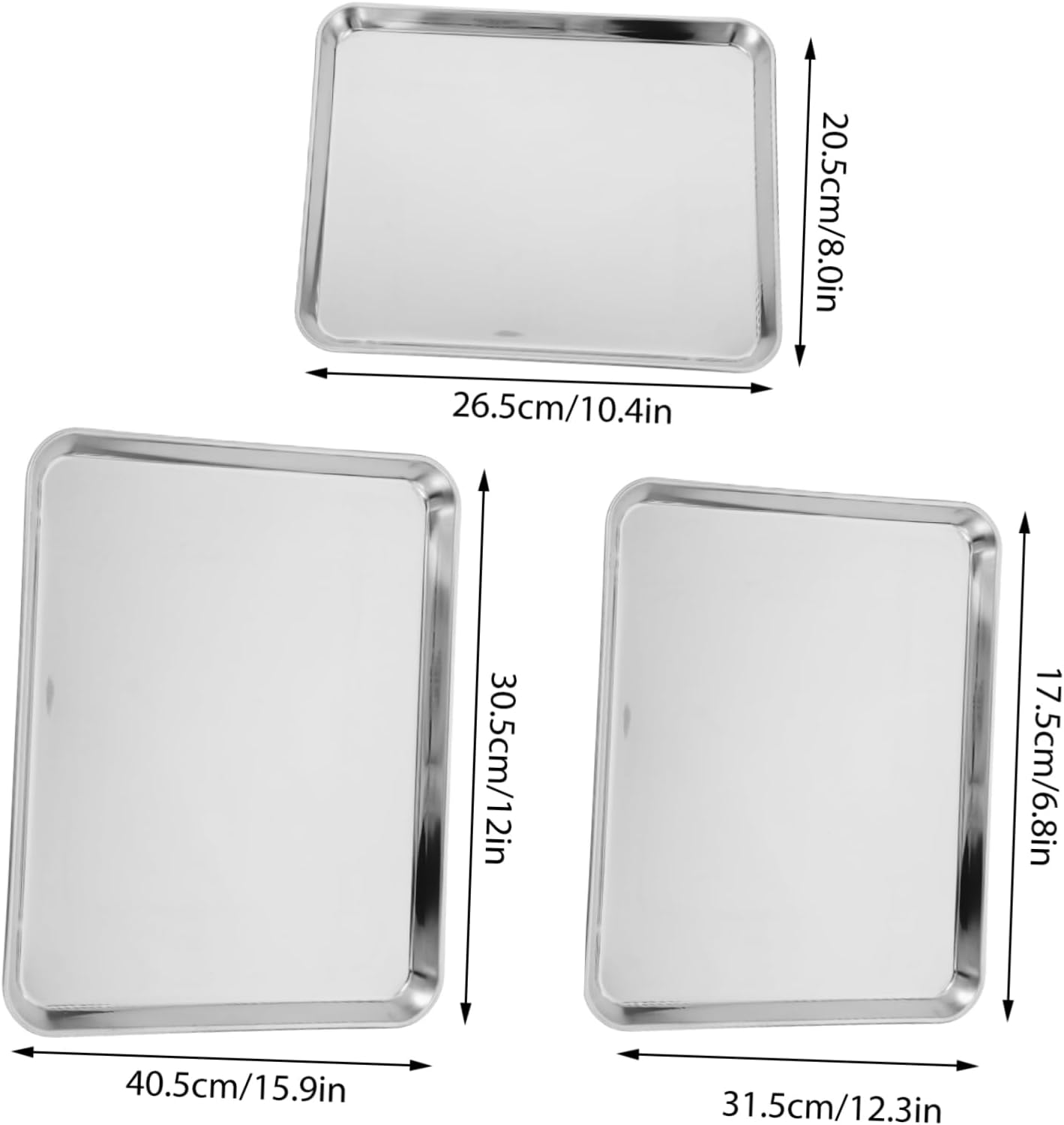 ABOOFAN 3pcs Induction Oven Pan Set Stainless Steel Baking Sheet Rack Easy Clean Nonstick for Family Gatherings and Parties