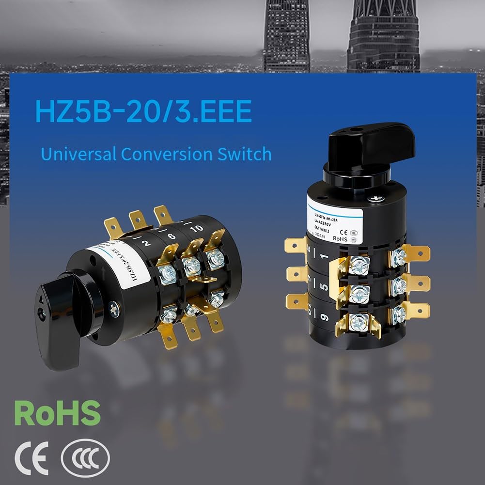 Interrupteur rotatif SZW26-20 440 V 20 A Triphasé marche avant marche arrière avec boîtier de protection IP65 pour moteur industriel