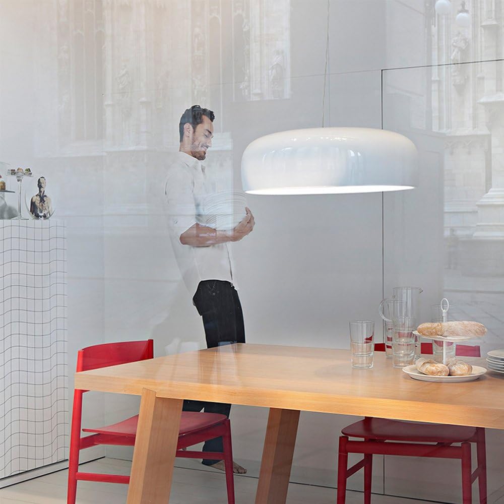 🔥 Hot Deals DINGGU Modern Bowl Pendant Light Fixture for Dinner Room Bedroom Living Room W19XH6.3 White