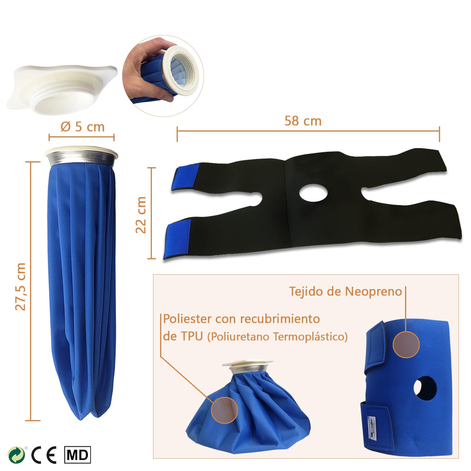 Pulpo de Neopreno - Bolsa de Agua+ Pulpo/Sujeción de Neopreno - Esguinces - Envoltura tobillo Frio