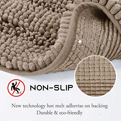 Nicetown Non Slip Bathroom Rug Set Contour And Rectangle, Soft Plush Shaggy Bath Mats For Bathroom Floor, Indoor Mats Rugs For Entryway (Taupe Brown, 32 X 20 Plus 24 U X 24 - Inches) #TOP4