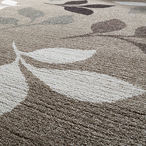 Tappeto moderno, a pelo corto, con foglie, di