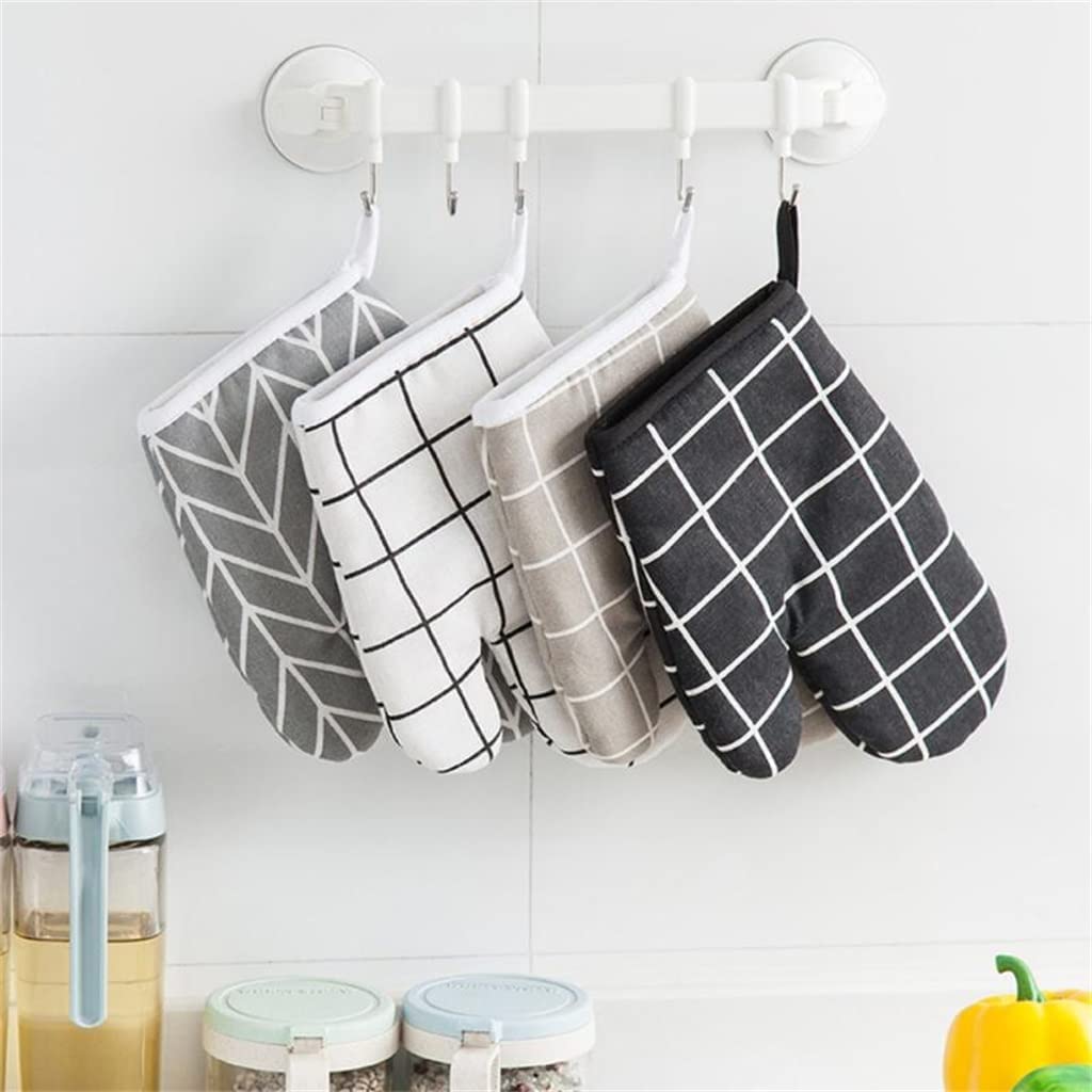 MRKU Gants de Cuisine en Coton, résistants à la Chaleur, Lot de 2, avec Support à casseroles à Clipser.
