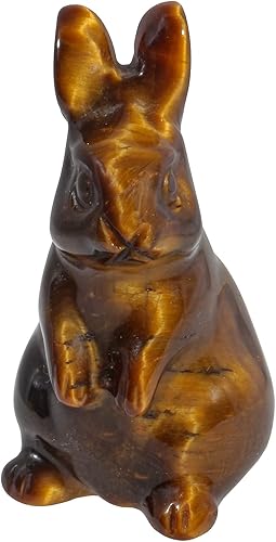 Figuras decorativas de cristal de conejo, piedras curativas naturales de 2 pulgadas, escultura tallada a mano, adornos coleccionables, ojo de tigre