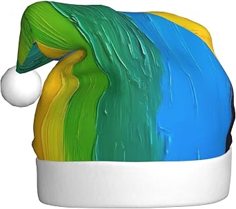Santa Hat For Adults Christmas Hat Unisex Holiday Xmas Hats For New Year Festive Party,Rainbow Colored