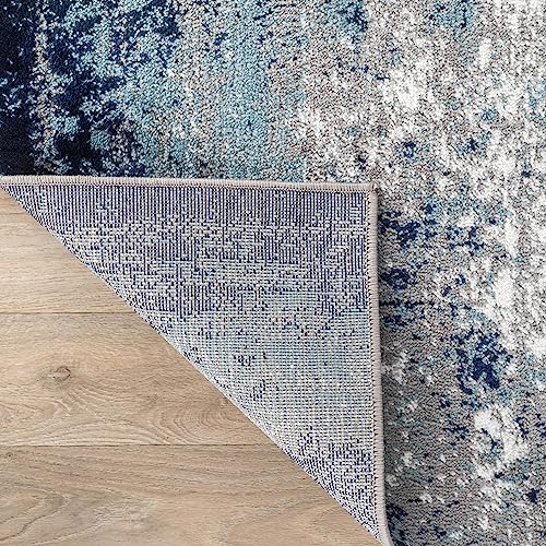 Tapete oval moderno abstracto azul 5'x7' Rugshop miniatura 4
