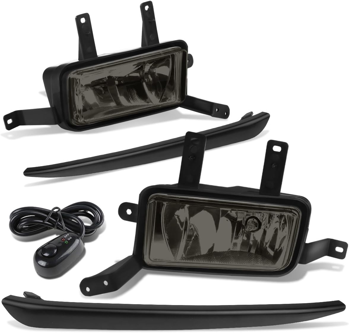 Auto Dynasty Fog Lights Assembly Compatible with 2015-2020 Chevy Tahoe Suburban 3500HD, Bumper Driving Fog Lamps with Wiring Bezel Switch Kit, Driver Passenger Side, Smoked Lens