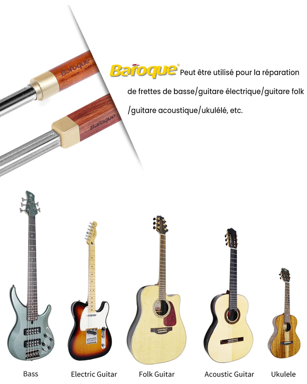 Lime à frettes diamantée – Outil de guitare 4e génération avec 3 emplacements de rayon + bord plat pour le polissage des frettes et l'arrondi des bords