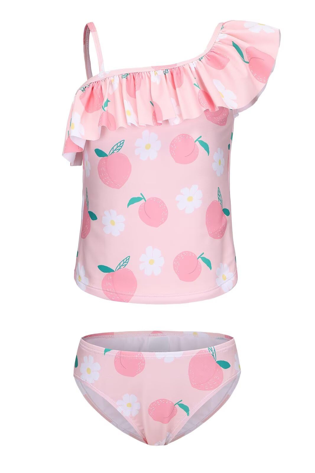 Girls Two Piece Tankini Swimsuits Tie Dye Bathing Suit for Kids One Shoulder Swimwear 3-16 Years
