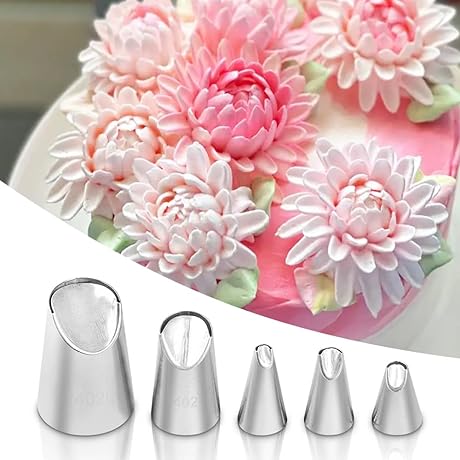 Cake Decorating Essential: 5-Piece Rose Flower Piping Tips Set