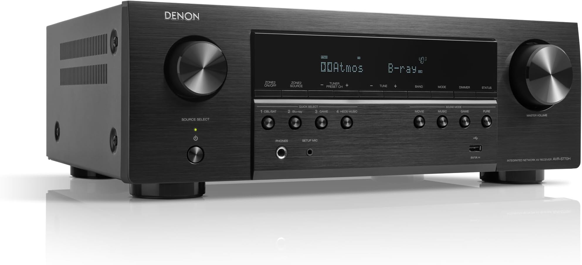 AVR-S770H 8K AV Receiver, 7.2ch Home Cinema Amplifier, Dolby Atmos, DTS:X, Dolby Surround Sound, Alexa Compatible, Bluetooth, AirPlay 2 and HEOS Built-in Multiroom Audio