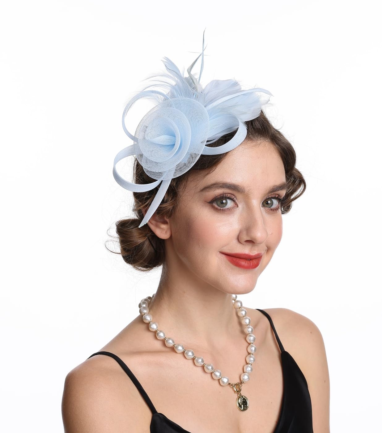 Haojing Fascinator mit Netz, Hut und Federn