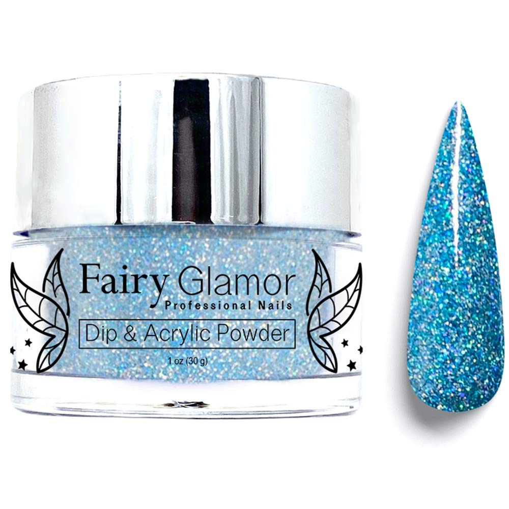 FAIRY GLAMOR Blue Glitter Dip & Acrylic Nail Powder - The Cat's Meow - 1 oz