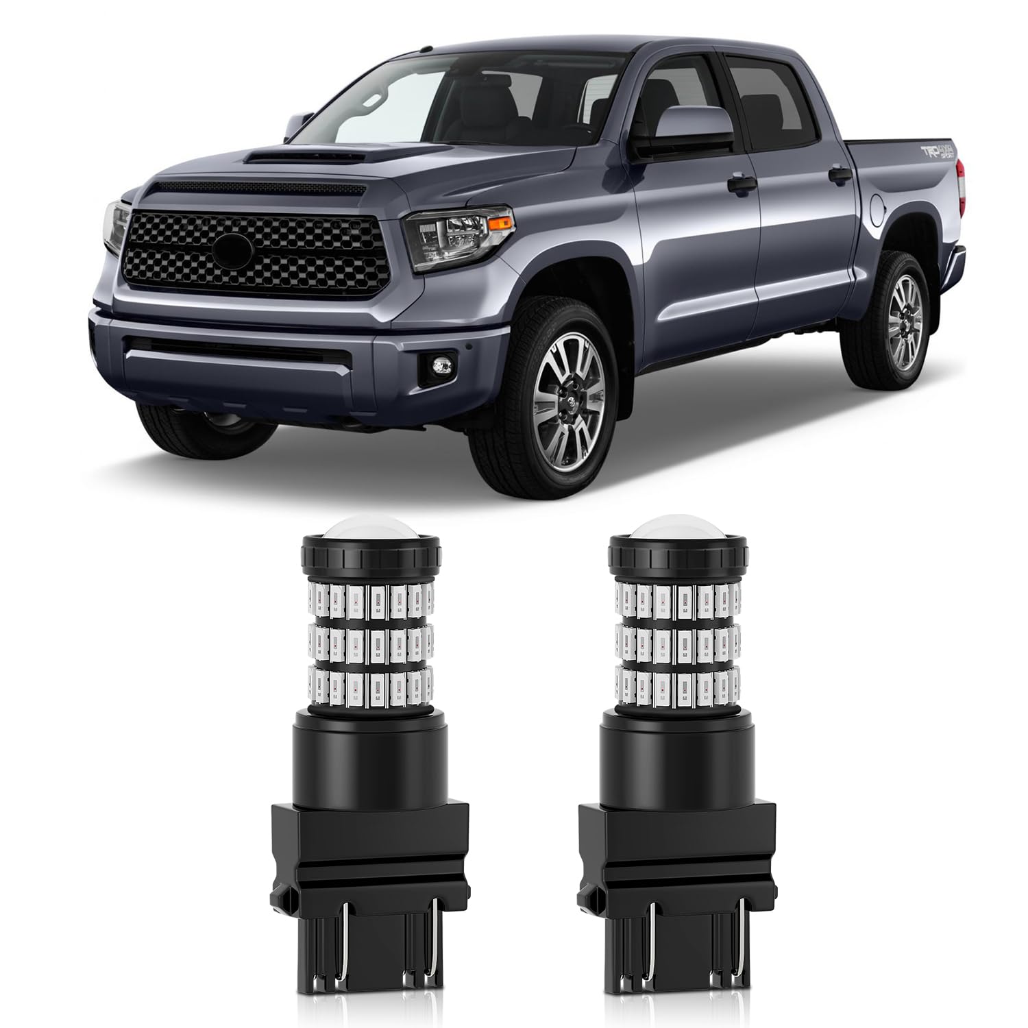Brilliant Red 3157 3156 3057 3056 LED Bulbs with Projector Brake Tail Lights Compatible with 2007-2017 2018 2019 2020 2021 Toyota Tundra, Pack of 2