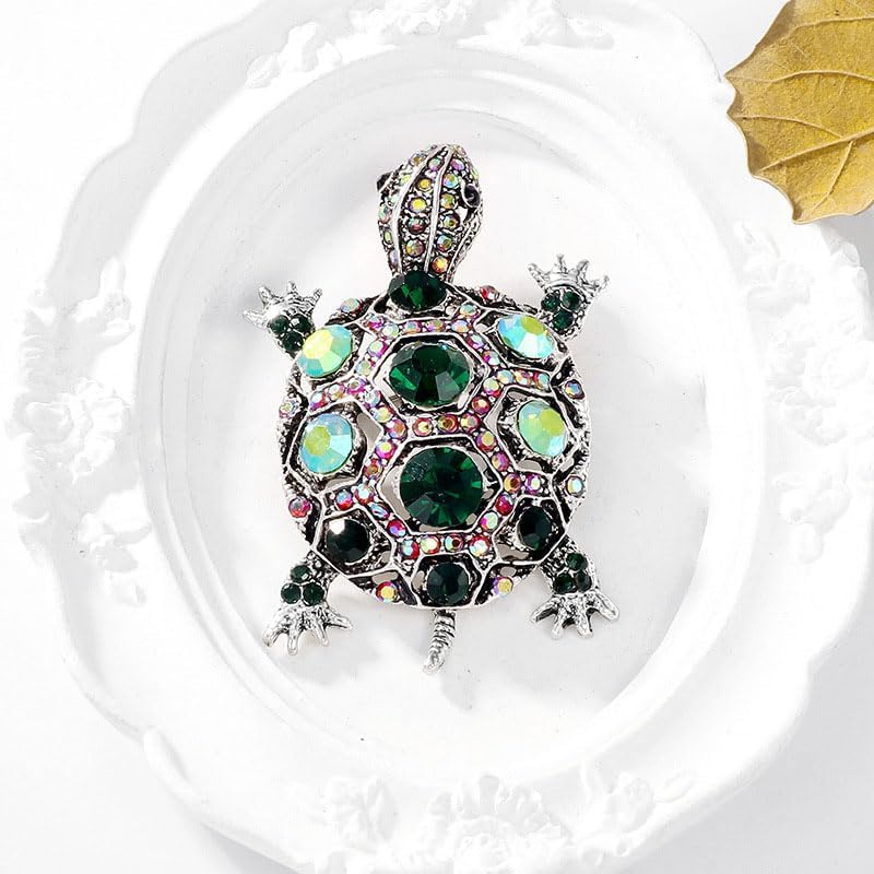 2Pcs Vintage Rhinestone Turtle Brooch for Men Stylish Animal Pin for Any Occasion - Image 4