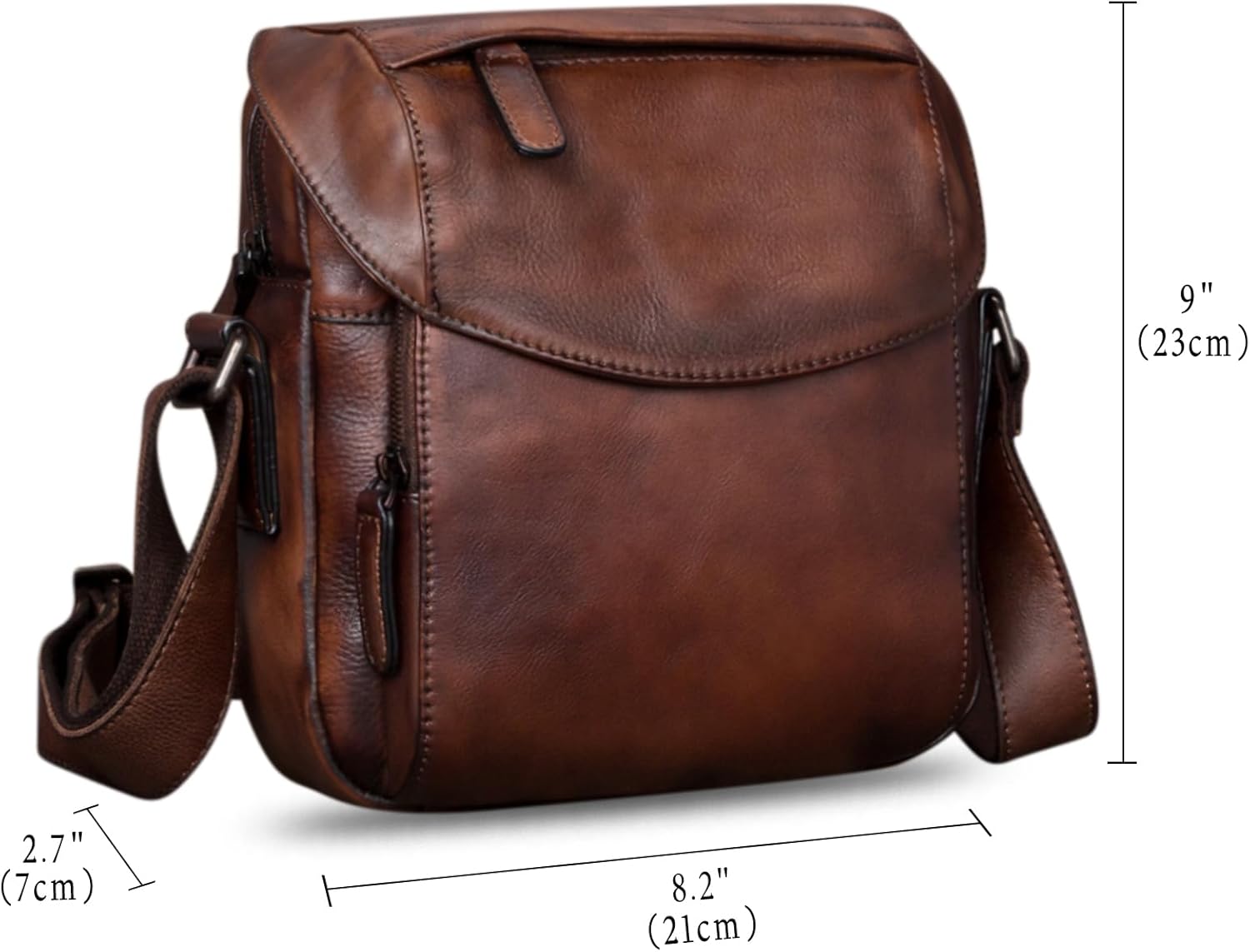 IVTG Genuine Leather Messenger Bag for Men Crossbody Shoulder Bag Satchel Casual Sling Daypack Work Business Daily Purse