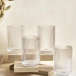 Jogo de Copos Água Suco Canelado Versalhes Transparente 6 unidades 450ml