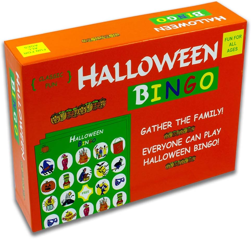 Halloween Bingo - the perfect Halloween Party Game - The Original Halloween Bingo Game with Halloween-themed pieces for a fun-filled Halloween House Party!