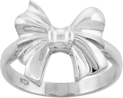 Sterling Silver 17mm Classic Bow Ring for Women sizes 6-10