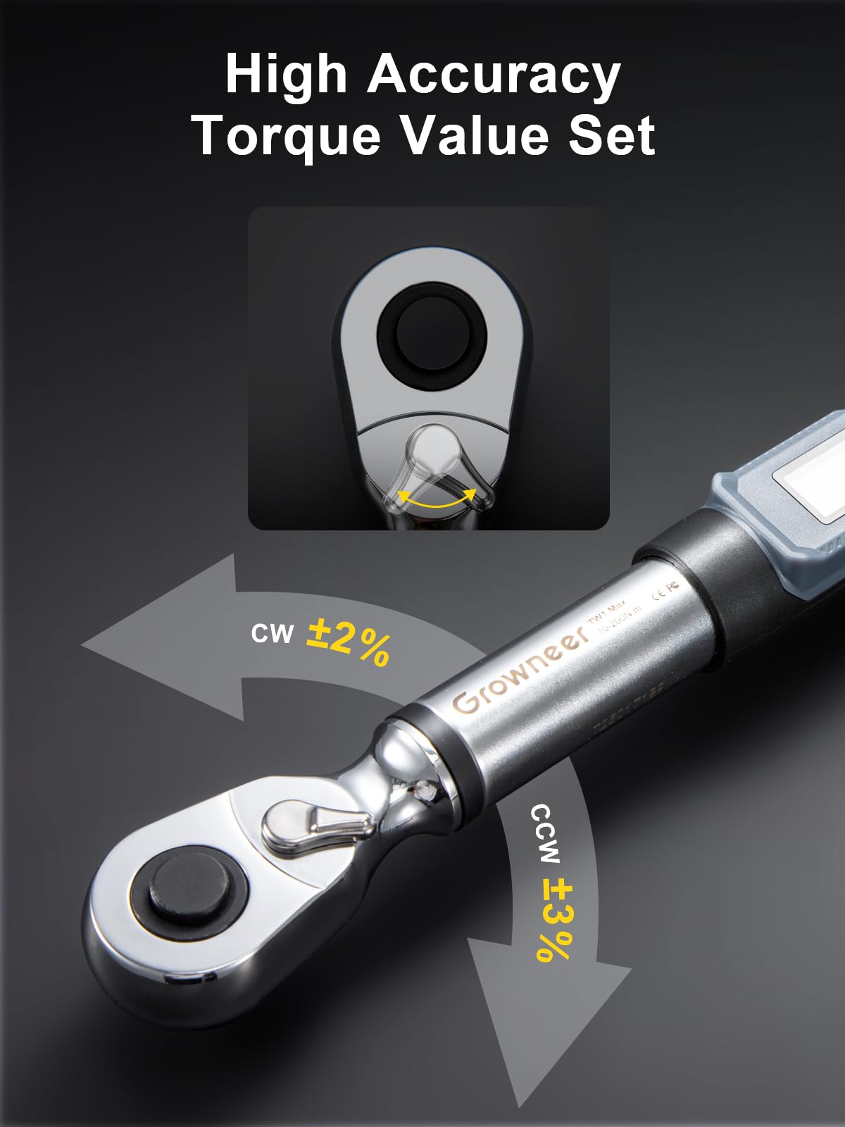 GROWNEER Digital Torque Wrench, 7.38-147.5 Ft-lbs/10-200 nm - Image 3