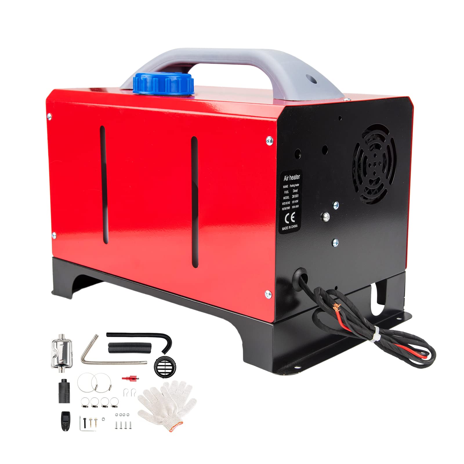 Calefactor de estacionamiento todo en uno de 12 V y 8 kW con silenciador y control remoto LCD, para autocaravanas, camiones, barcos, autobuses, caravanas, yates y remolques de turismo - 1 orificio
